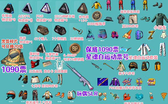 【非豪华版】1090黑货券+白运动+红齿面具+7周年+维寒迪套装+战警+箱子成品号