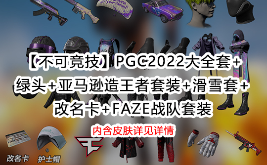 【豪华不可竞技】PGC2022大全套+ 绿头+亚马逊造王者套装+滑雪套+ 改名卡+faze战队套装成品号